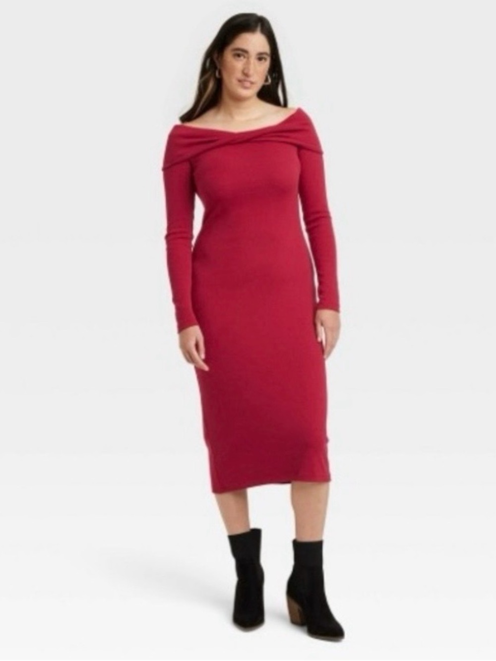 Universal Thread Women's Long Sleeve MIDI Bodycon Dress -Ruby Red 
Size XS New